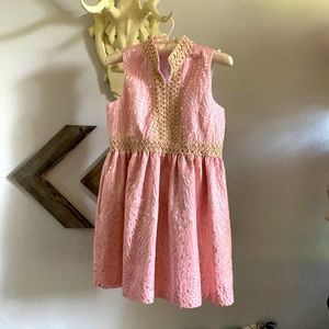 Lilly Pulitzer Pink and Gold embossed Dress. K. Worn once for Easter. GORGEOUS